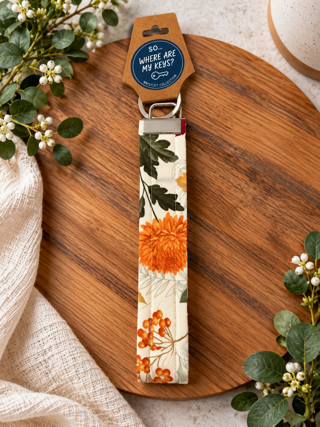 Wristlet Keychain - Fall Flowers