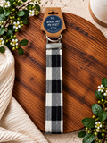 Wristlet Keychain - Black & White Buffalo Plaid (Flannel)
