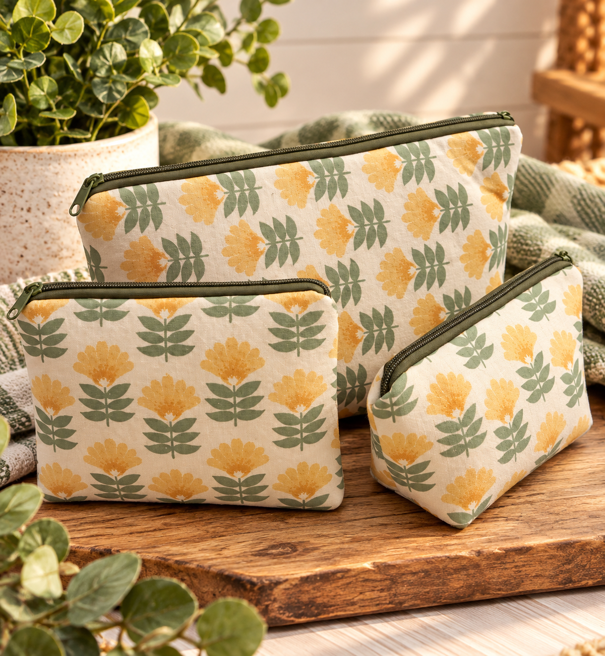 Cozy Floral Set of Three Bags