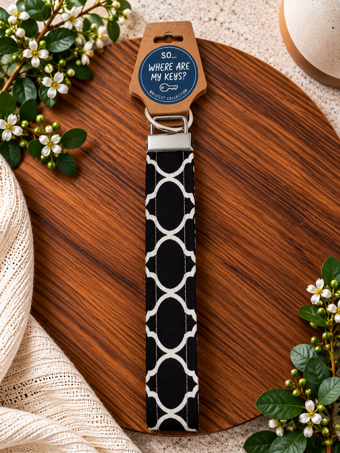 Wristlet Keychain - Black & White