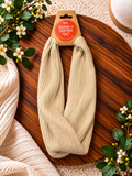 Cream Blue Ribbed Headband