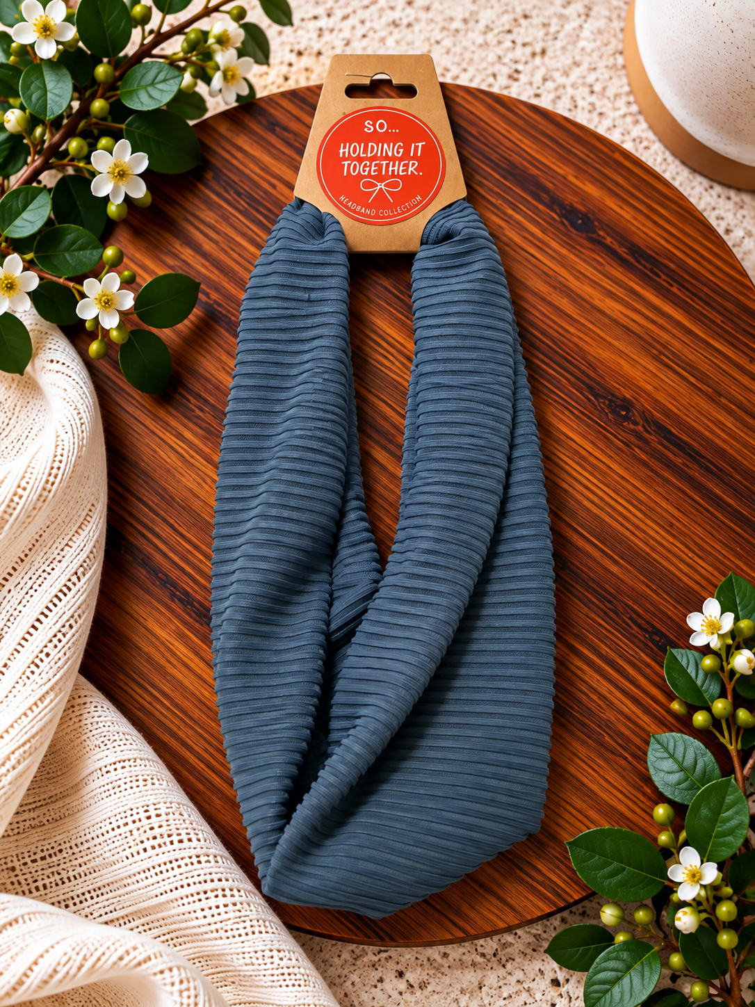Muted Blue Ribbed Headband