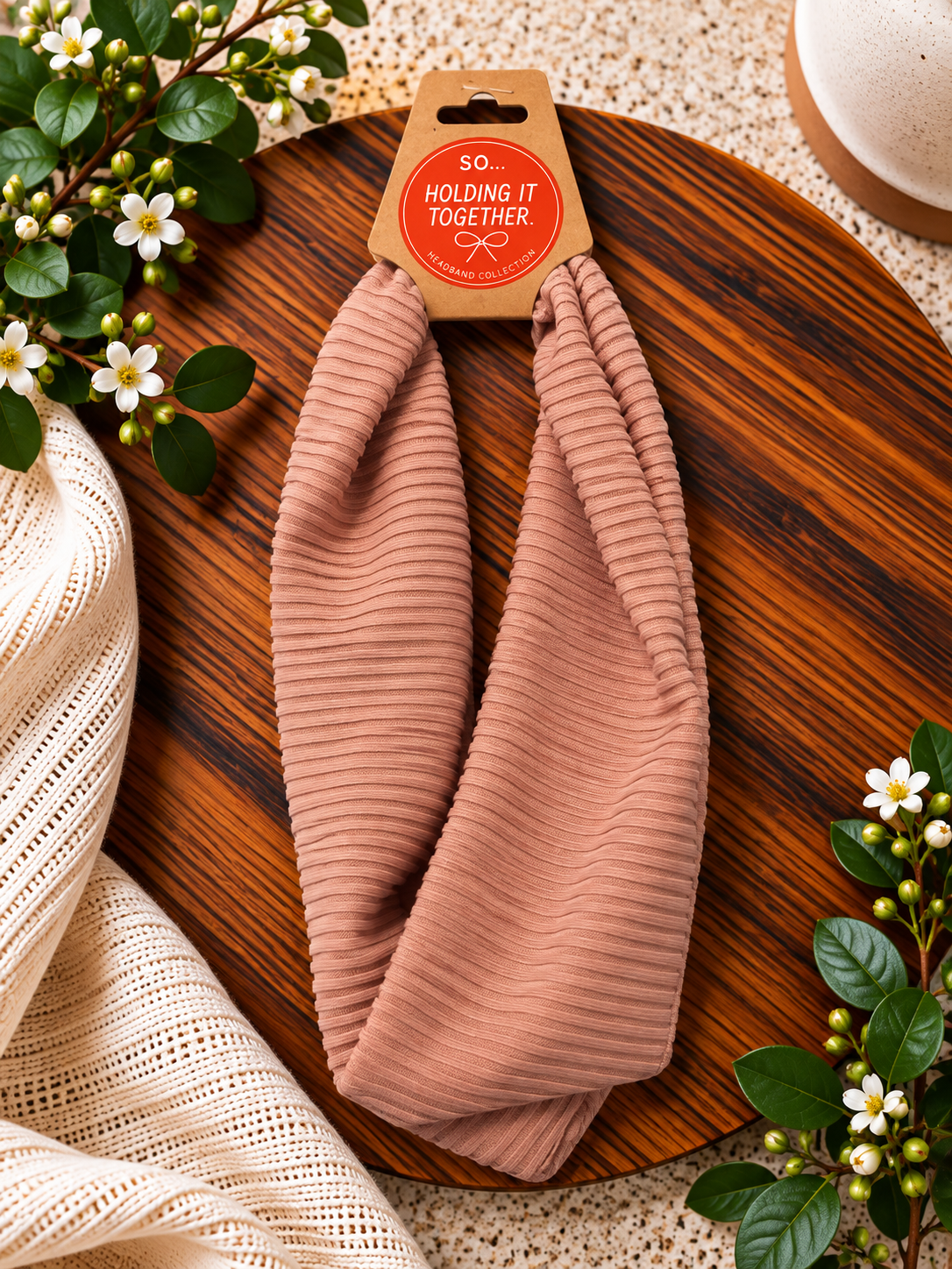 Pink Ribbed Headband