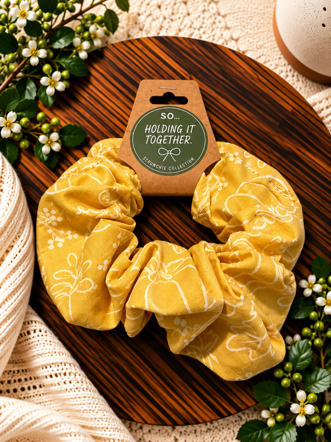 Yellow Pumpkin Scrunchie