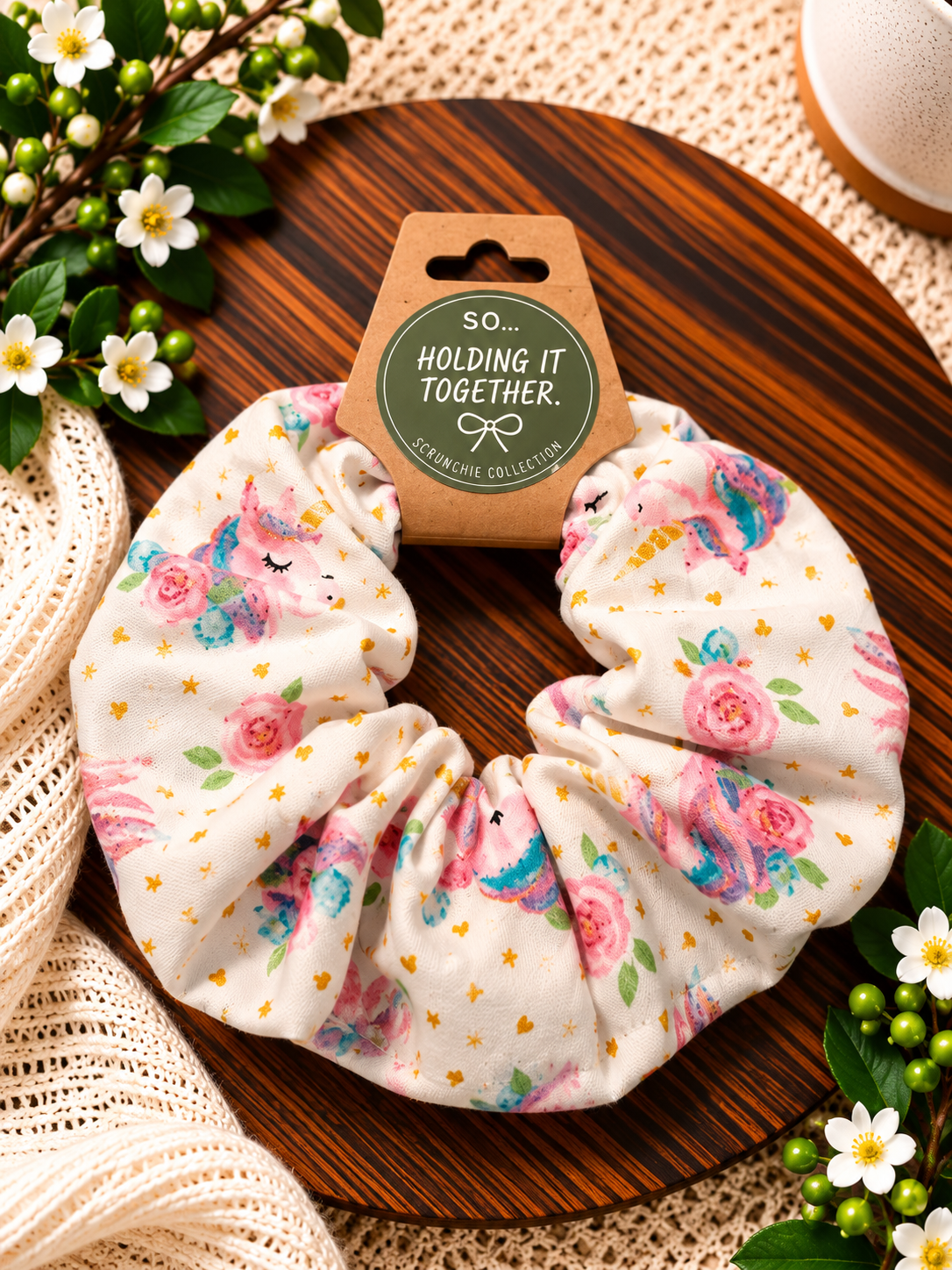 Rosey Unicorn Scrunchie