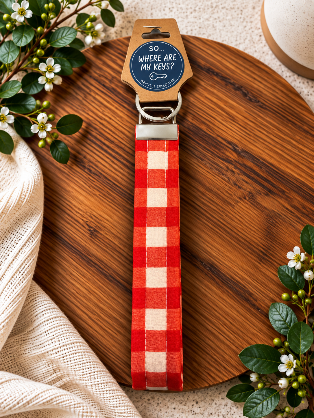 Wristlet Keychain - Orange Plaid